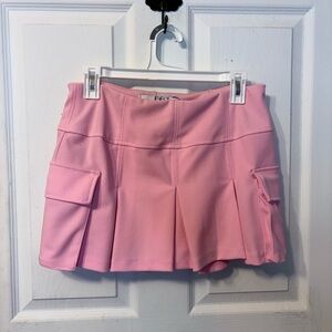 Pink Pleated Mini Skirt with Pockets